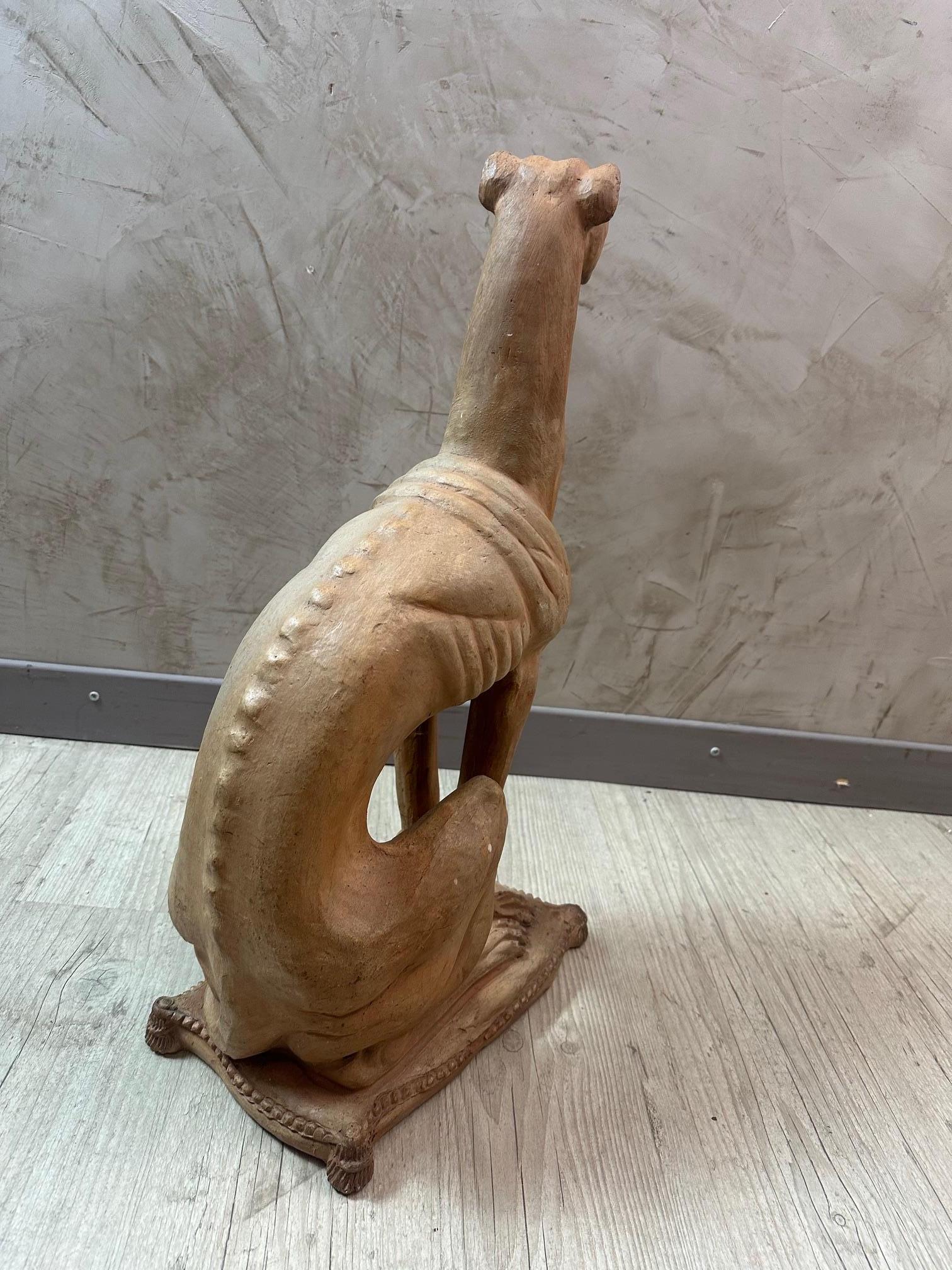 20th century French Terracotta GreyHound Statue, 1930s 1
