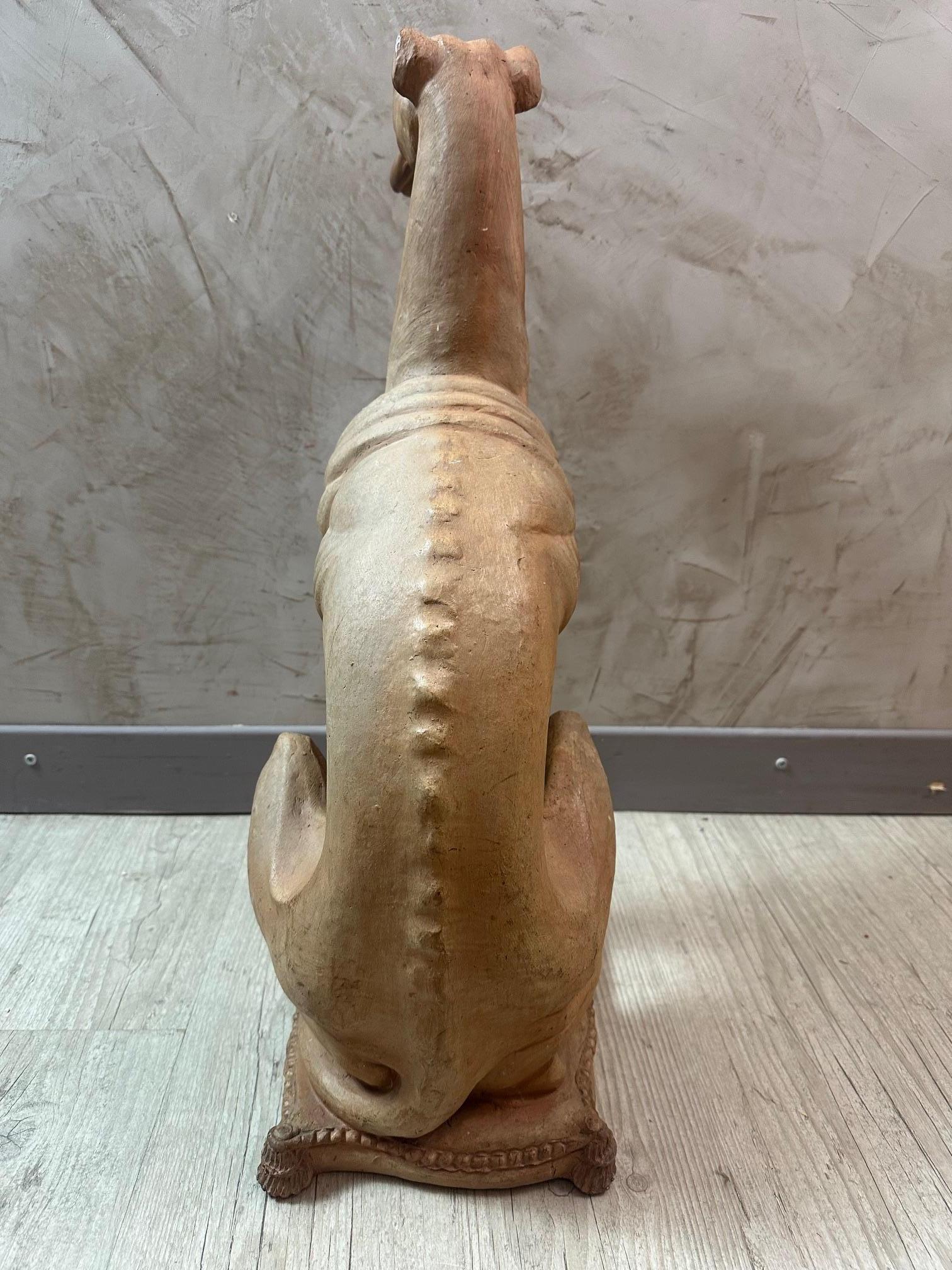 20th century French Terracotta GreyHound Statue, 1930s 2