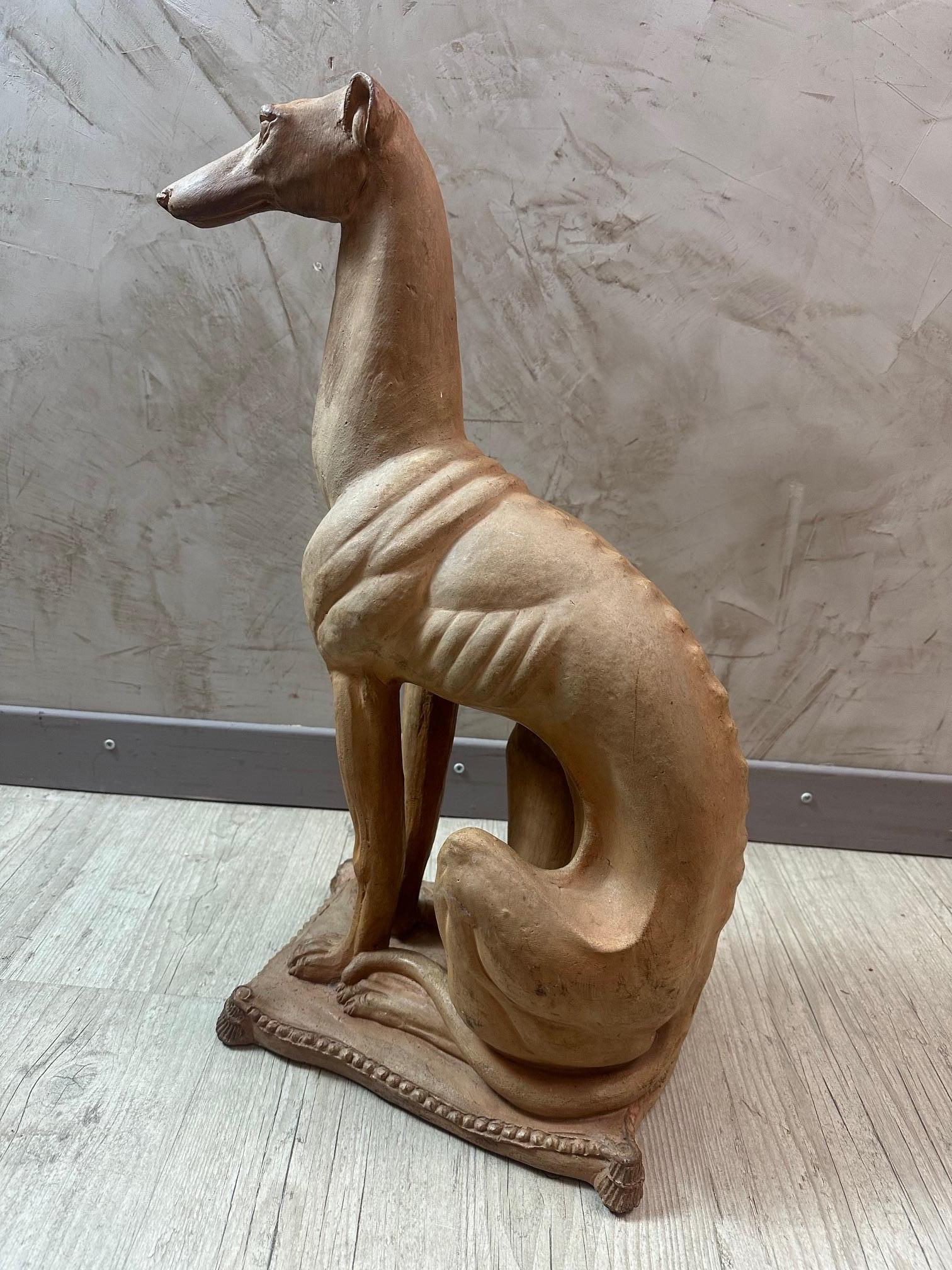20th century French Terracotta GreyHound Statue, 1930s 3