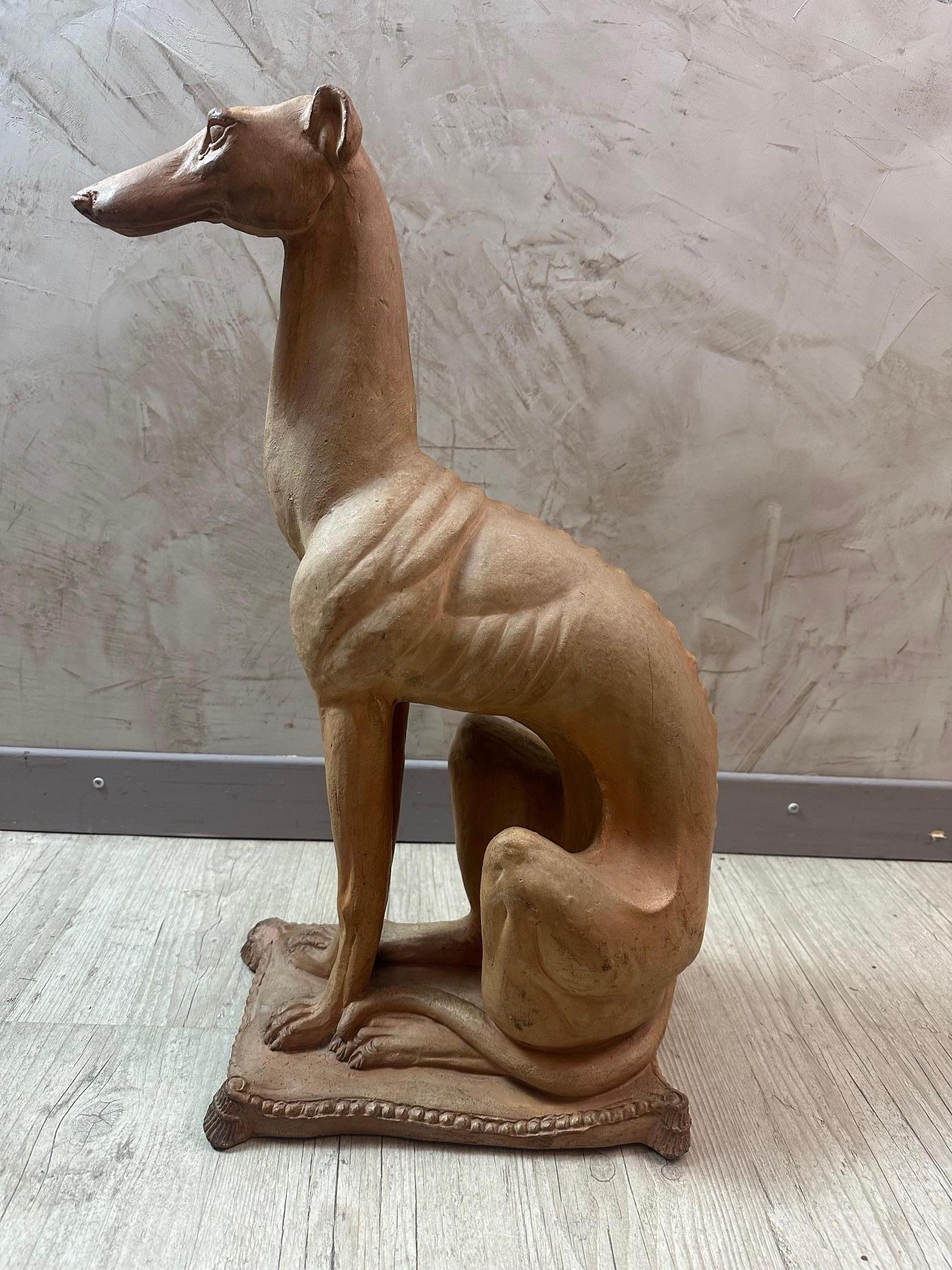20th century French Terracotta GreyHound Statue, 1930s 4