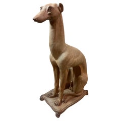 20th century French Terracotta GreyHound Statue, 1930s