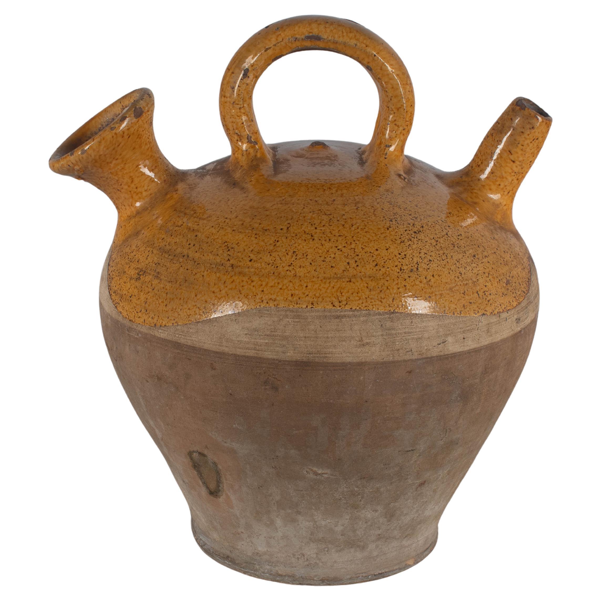 20th  century French Terracotta Vinaigrier, or Vinegar Pot 12" high
