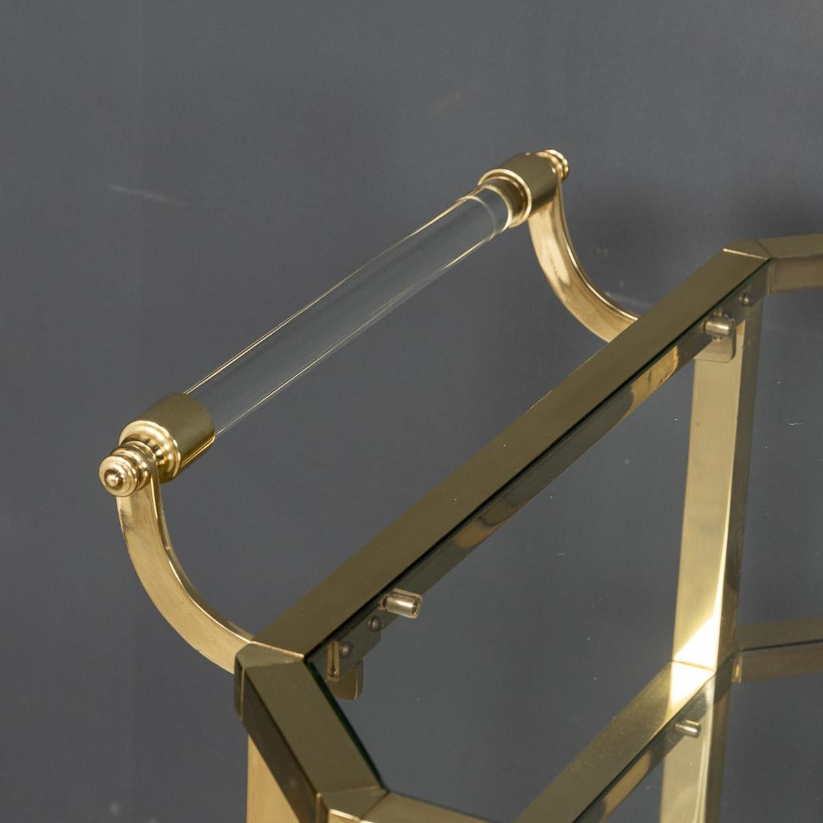 20th Century French Three Tier Brass & Glass Bar Trolley 3
