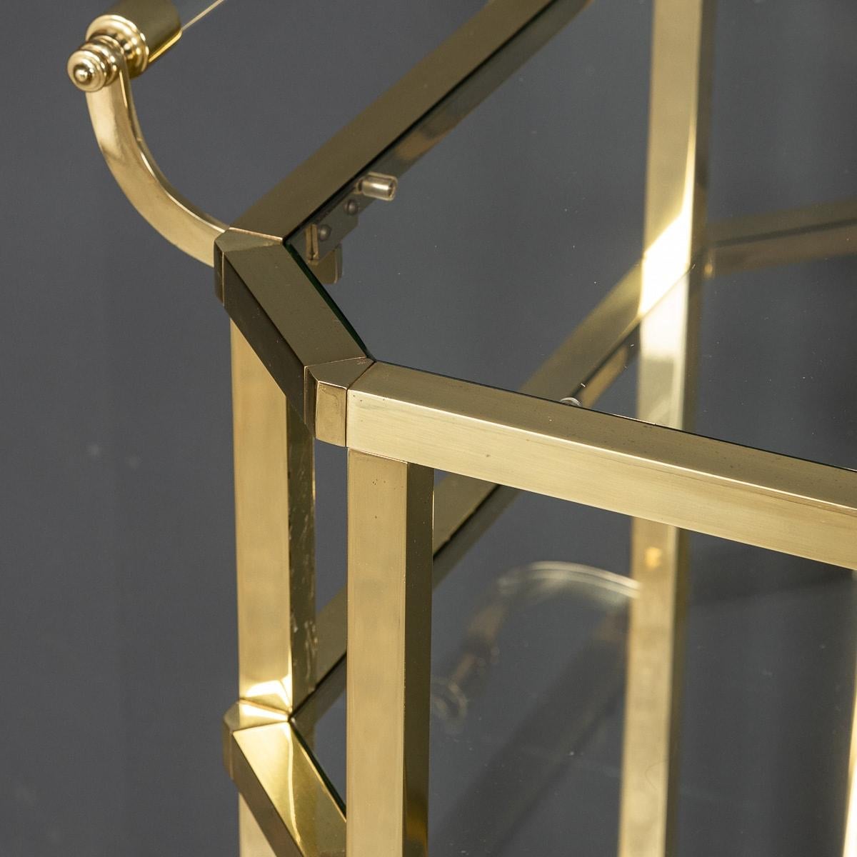 20th Century French Three Tier Brass & Glass Bar Trolley 4