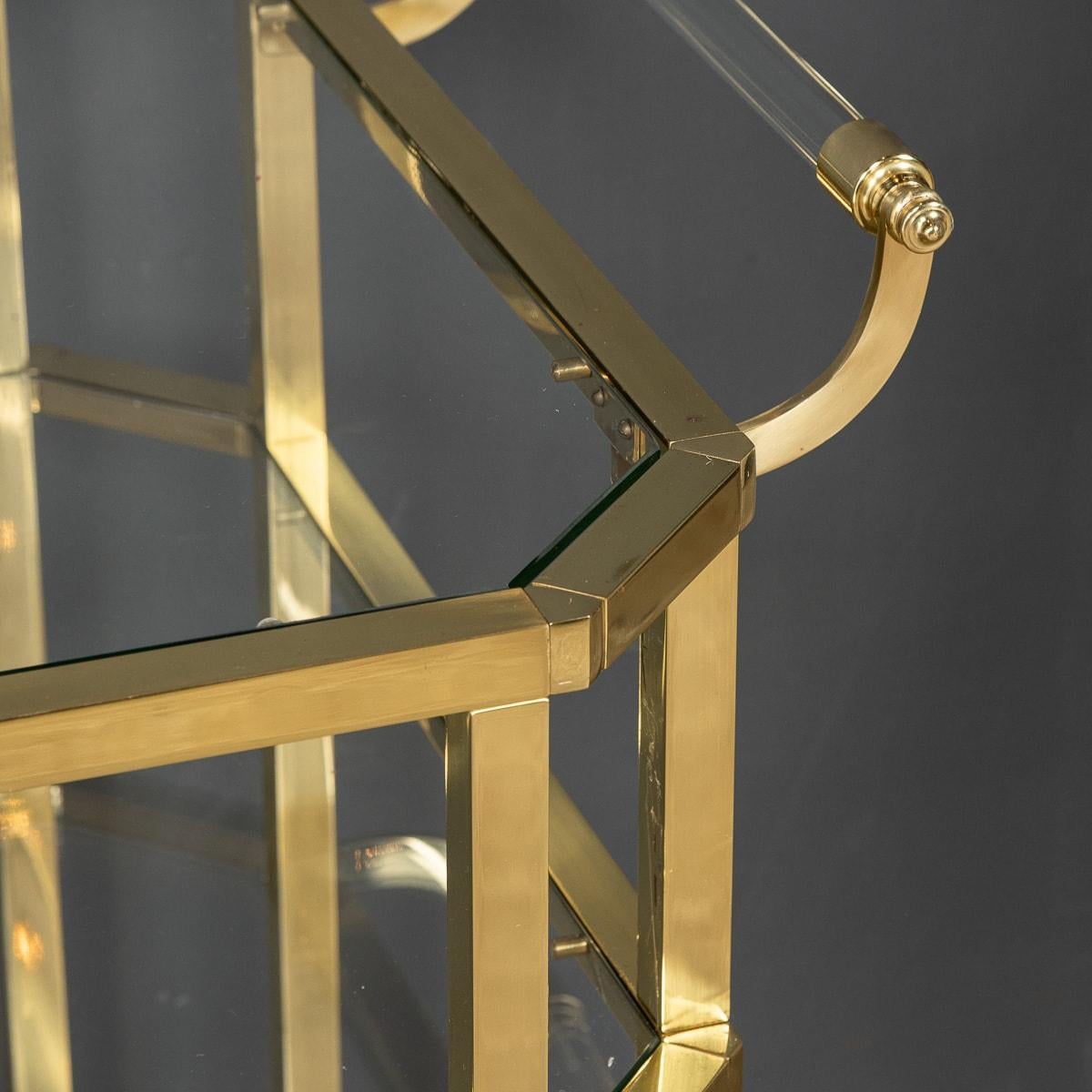 20th Century French Three Tier Brass & Glass Bar Trolley 6