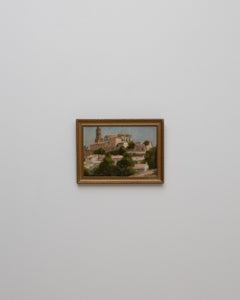 20th Century French Town Painting With Wooden Frame