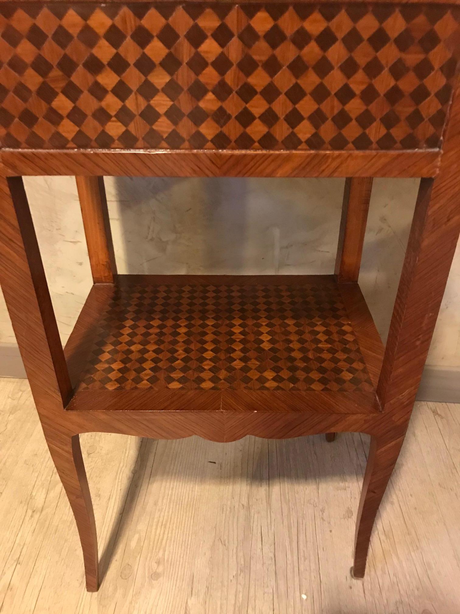 20th Century French Transition Style Mahogany Marquetry Bedside Table, 1920s For Sale 6
