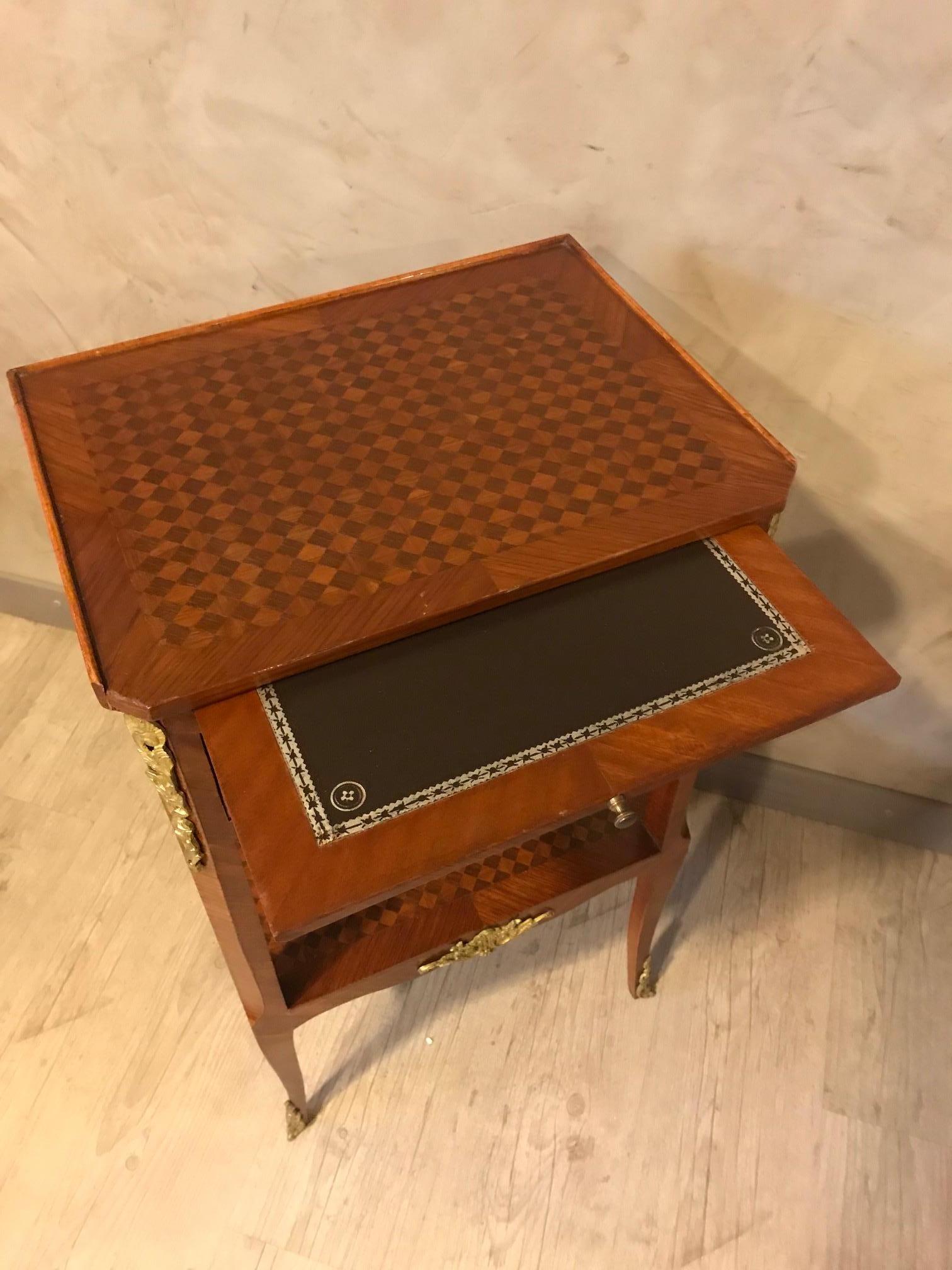 20th Century French Transition Style Mahogany Marquetry Bedside Table, 1920s For Sale 1