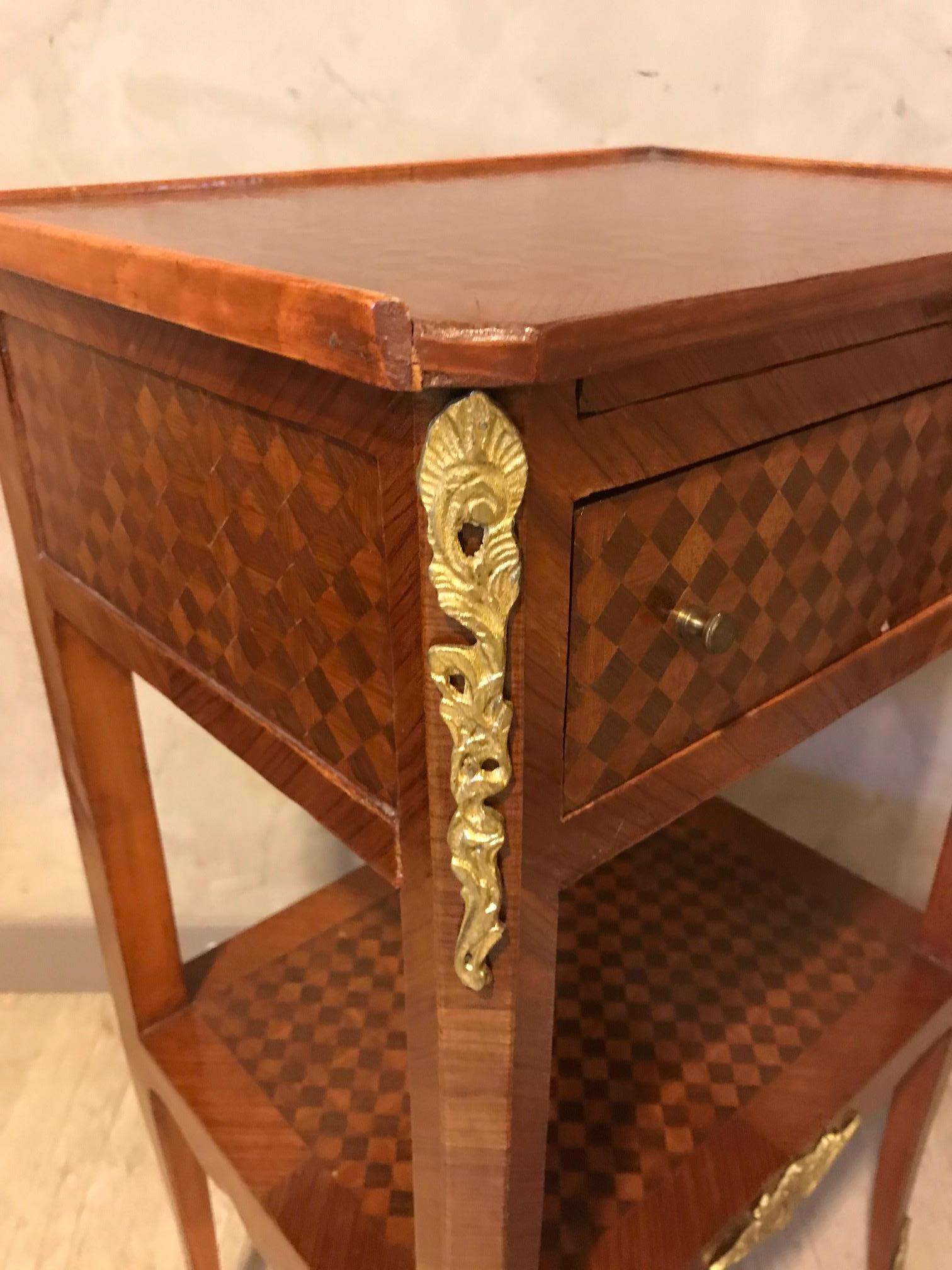 20th Century French Transition Style Mahogany Marquetry Bedside Table, 1920s For Sale 3