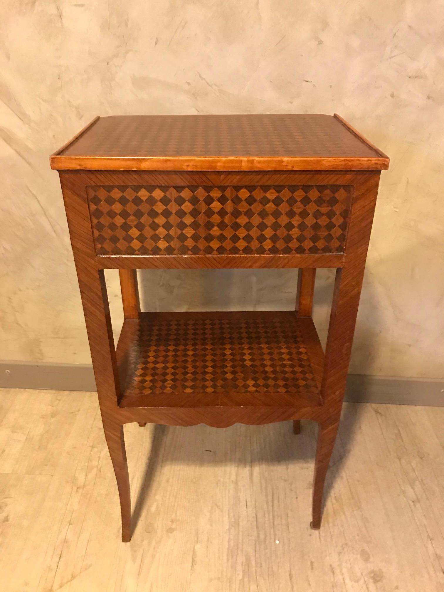20th Century French Transition Style Mahogany Marquetry Bedside Table, 1920s For Sale 5