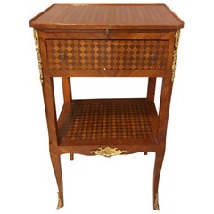 20th Century French Transition Style Mahogany Marquetry Bedside Table, 1920s