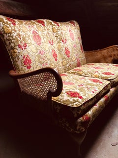 20th Century French Two-Seat Mahogany Canapé with Cane Armrests