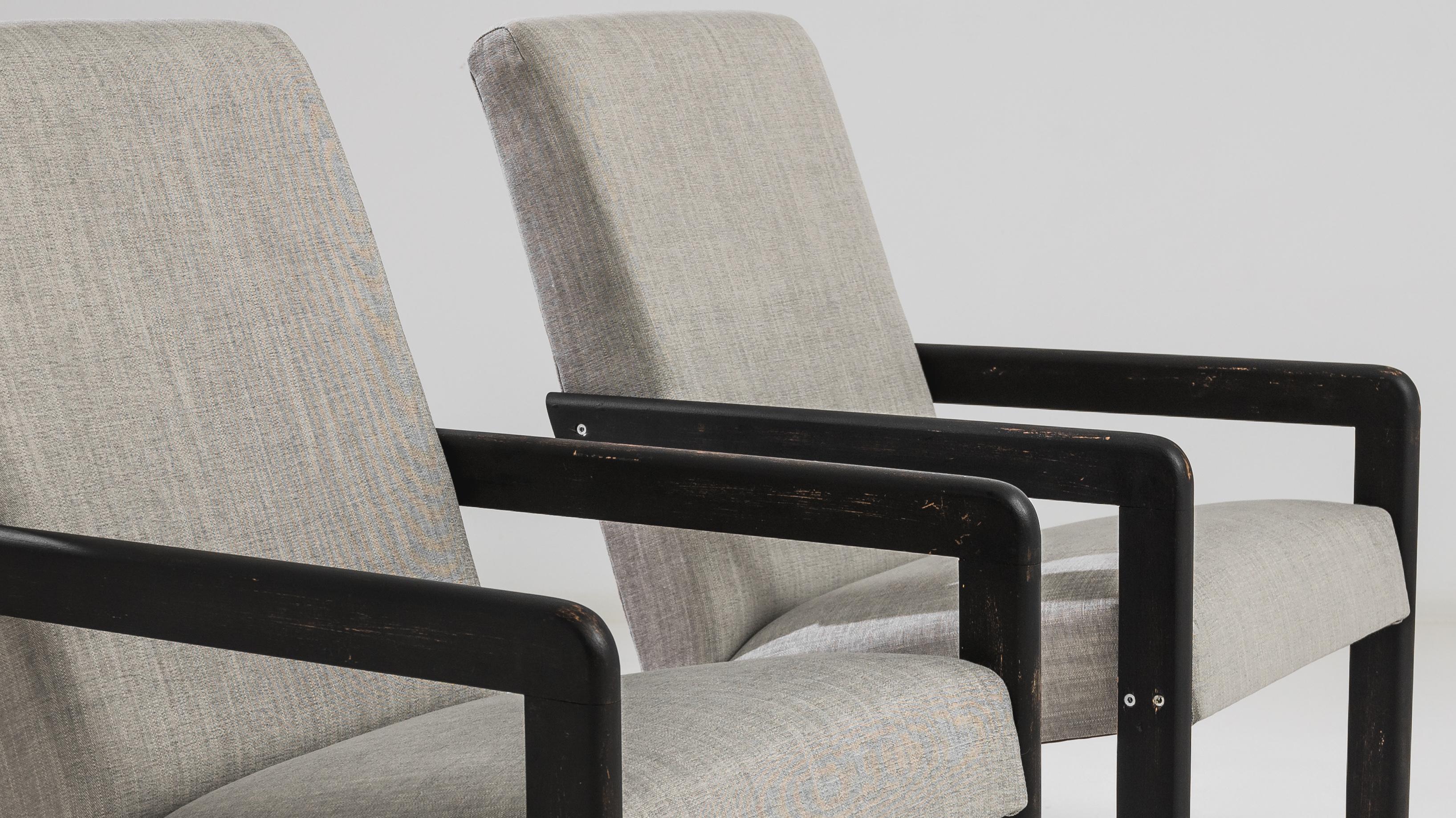 20th Century French Upholstered Armchairs, a Pair For Sale 1