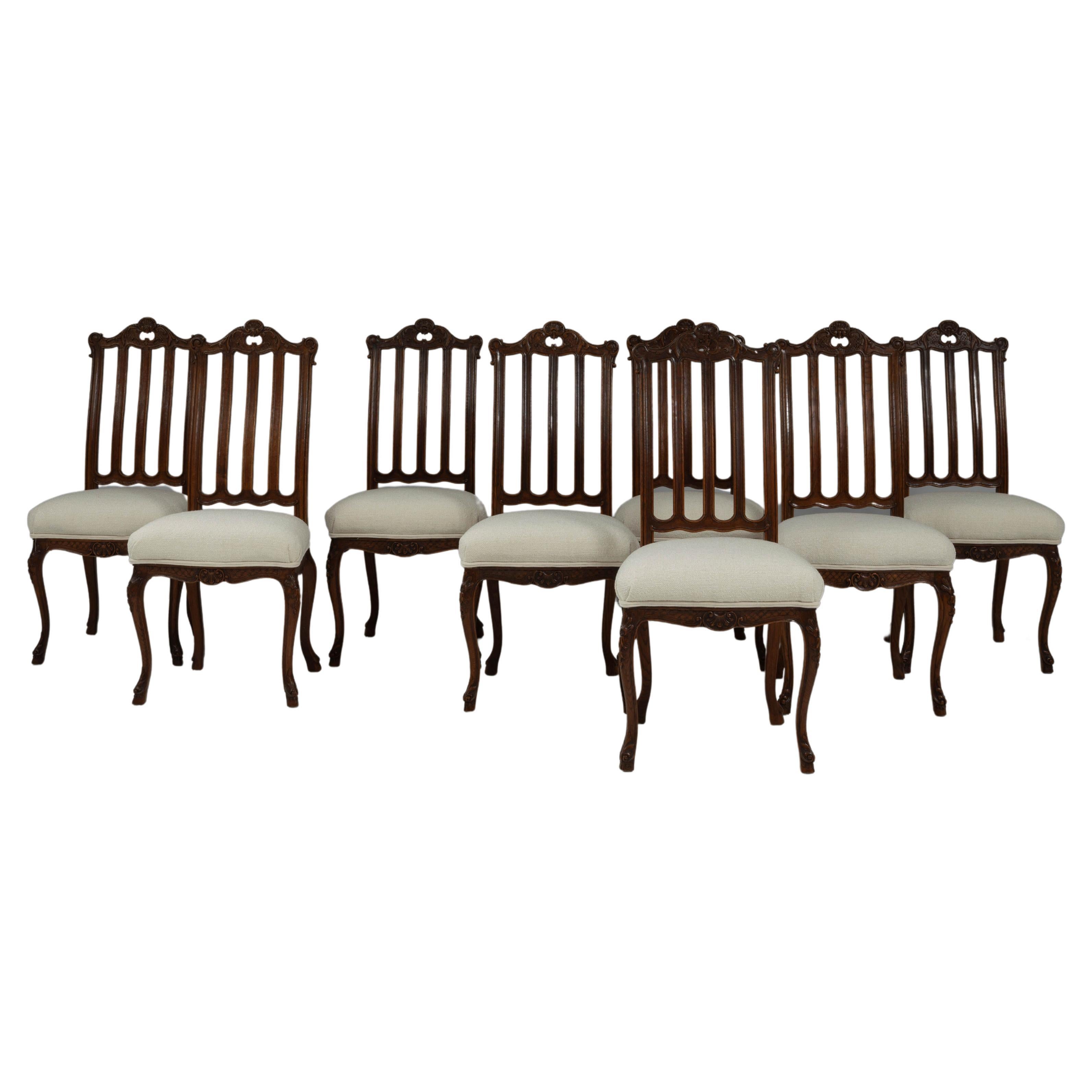 20th Century French Upholstered Dining Chairs, Set of 8