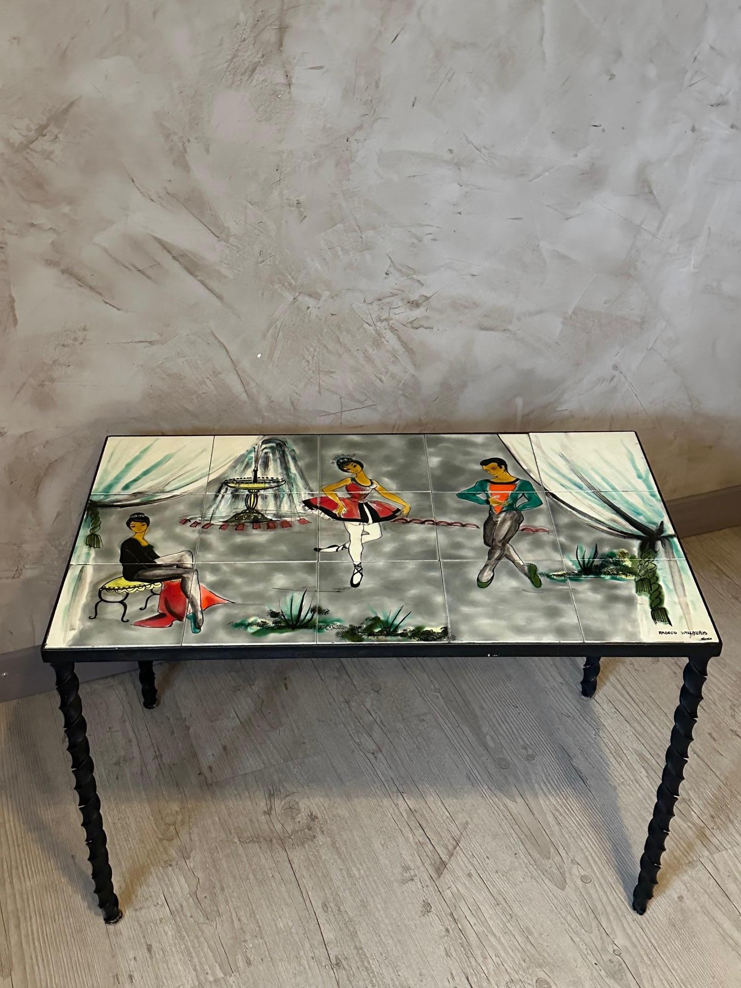Französischer Vallauris-Tisch aus Keramik und Metall aus dem 20. Jahrhundert im Angebot 4