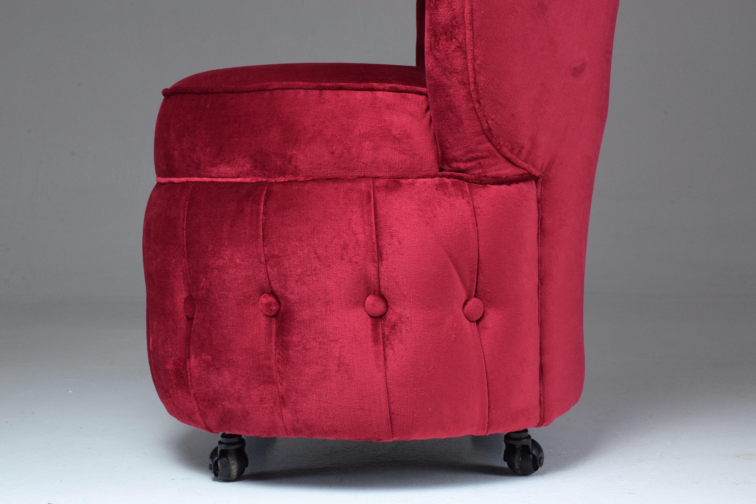 20th Century French Velvet Boudoir Chair, 1950s 6