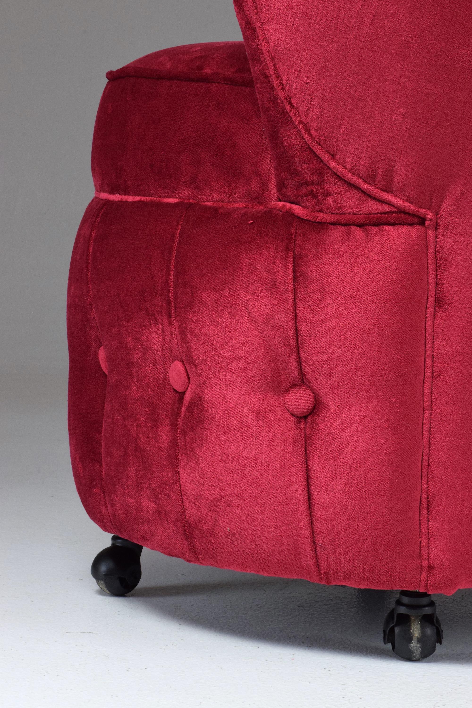 20th Century French Velvet Boudoir Chair, 1950s 10