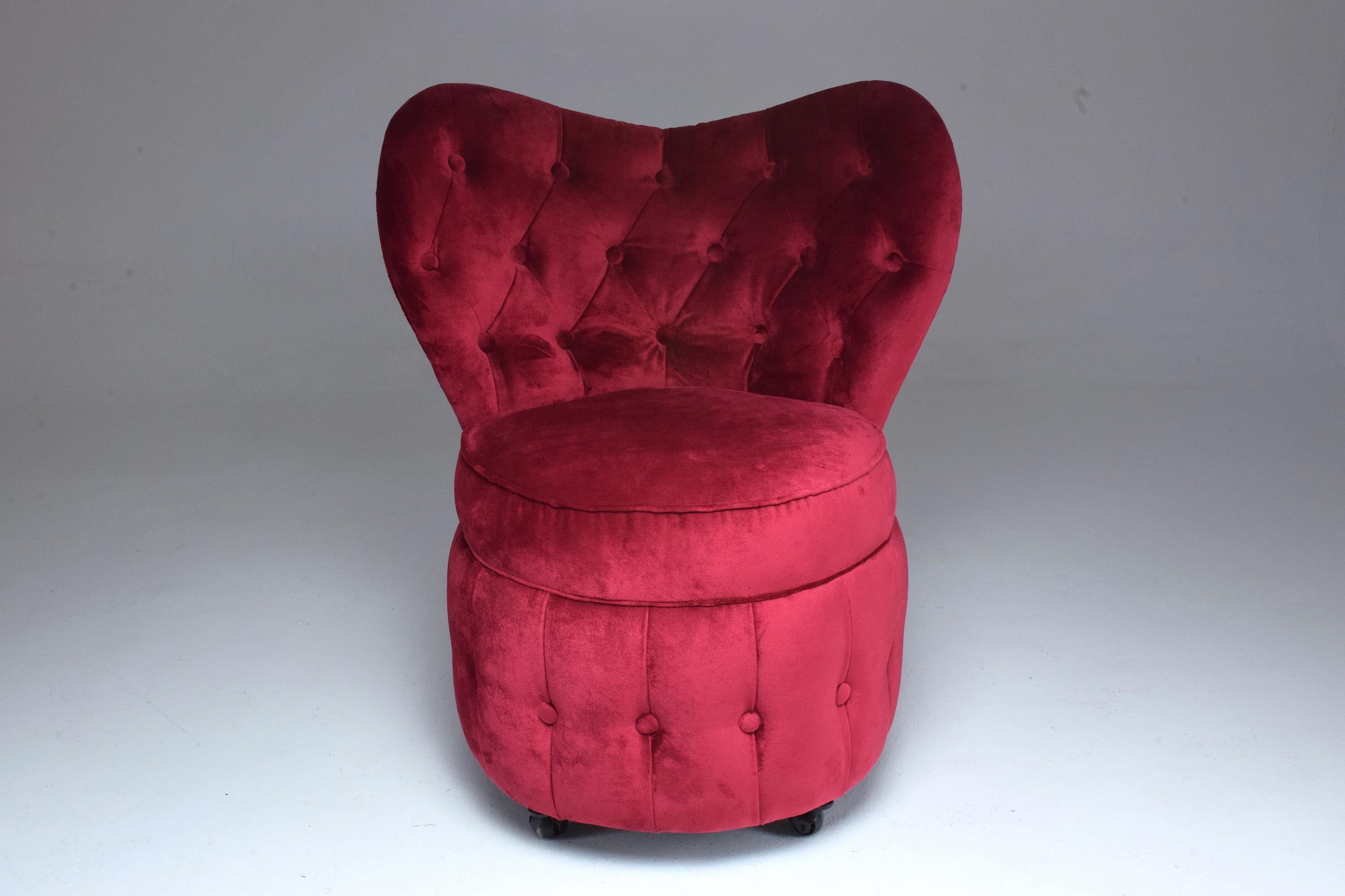 Mid-Century Modern 20th Century French Velvet Boudoir Chair, 1950s