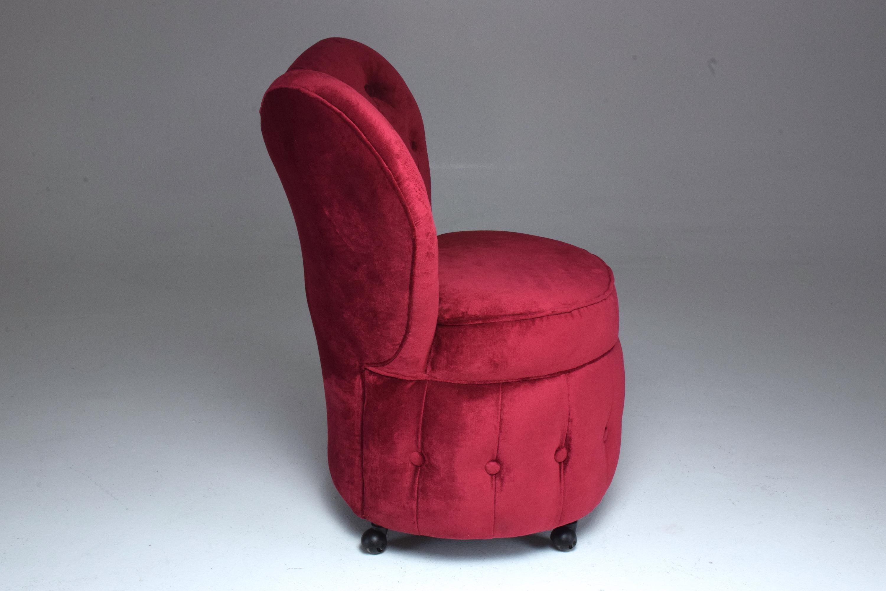20th Century French Velvet Boudoir Chair, 1950s In Excellent Condition In Paris, FR