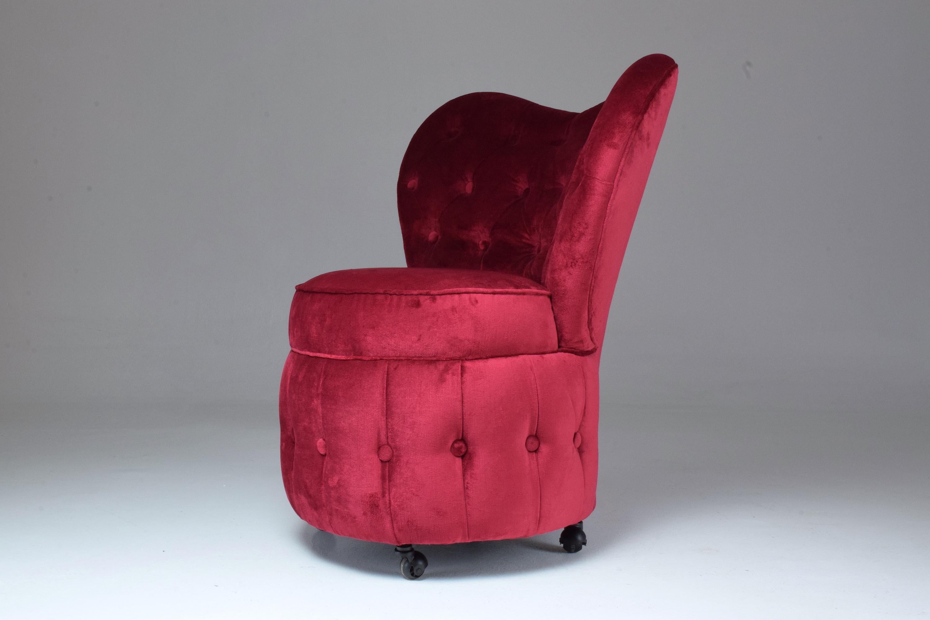 20th Century French Velvet Boudoir Chair, 1950s 1