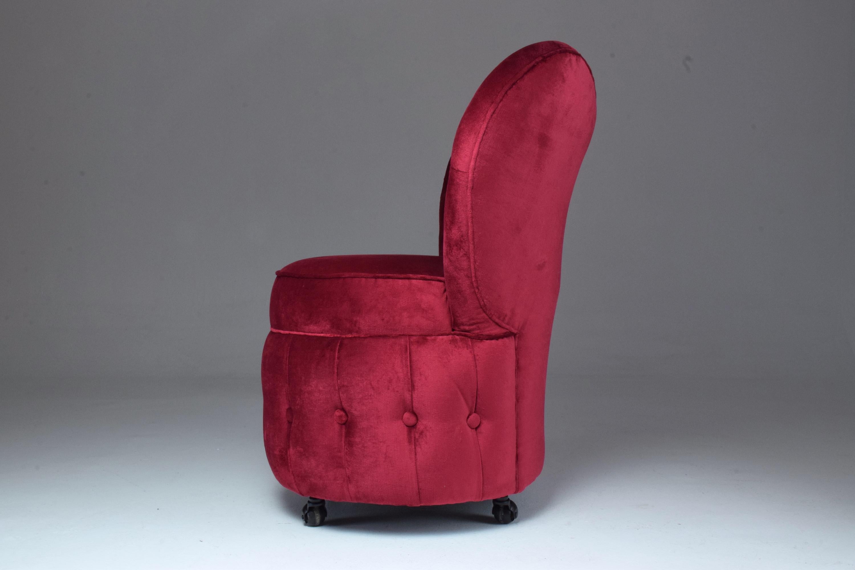 20th Century French Velvet Boudoir Chair, 1950s 2