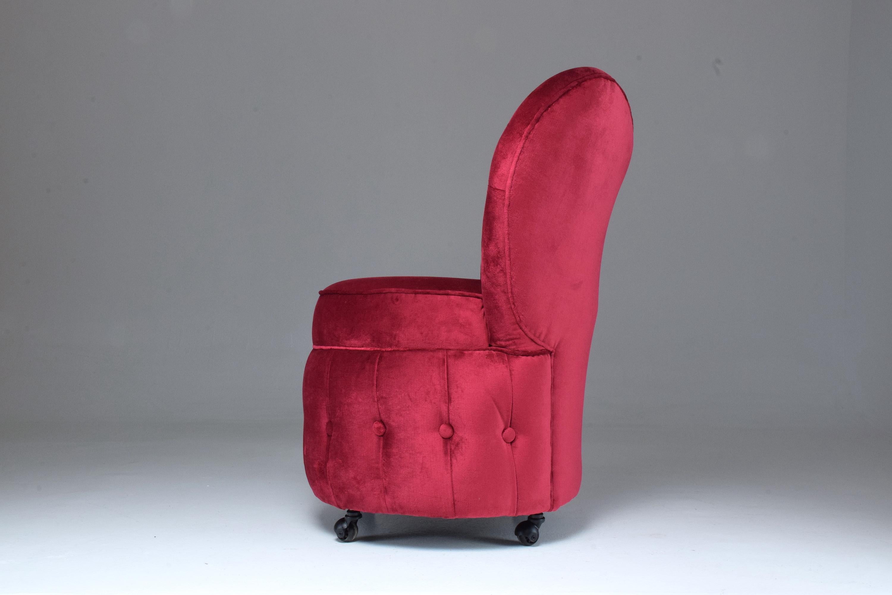 20th Century French Velvet Boudoir Chair, 1950s 3