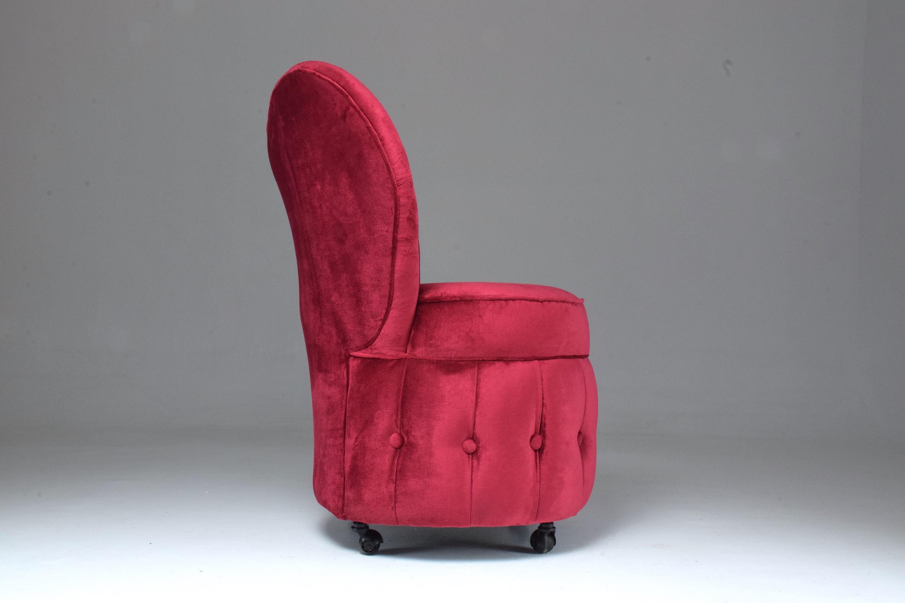 20th Century French Velvet Boudoir Chair, 1950s 4