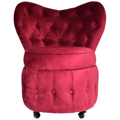 20th Century French Velvet Boudoir Chair, 1950s
