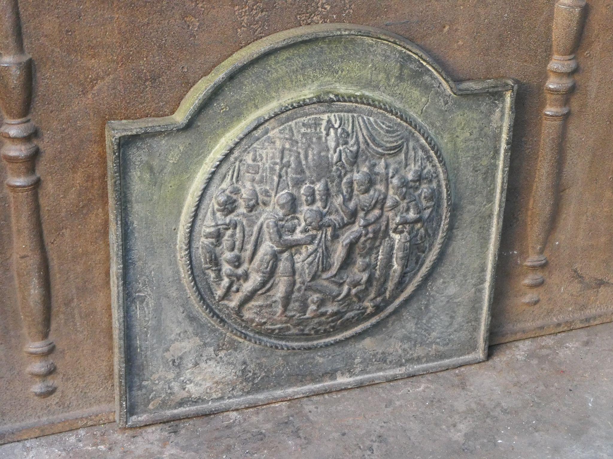 Iron 20th Century French Victorian Style 'Religious Theme' Fireback / Backsplash For Sale