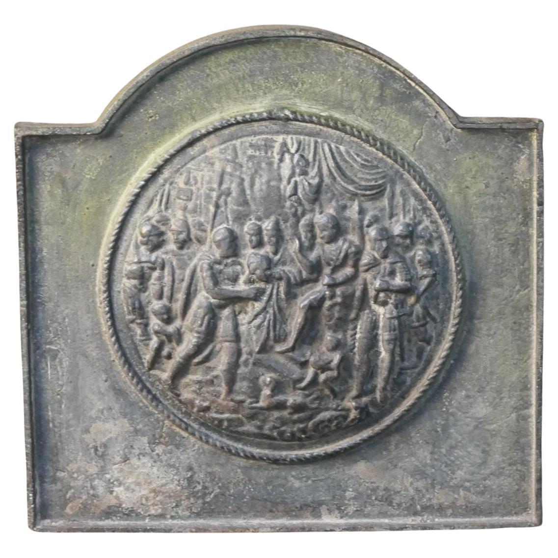 Plaque de cheminée / dosseret de style victorien français du 20e siècle à thème religieux