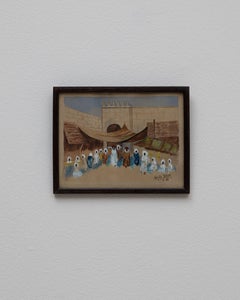20th Century French Village Painting With Wooden Frame