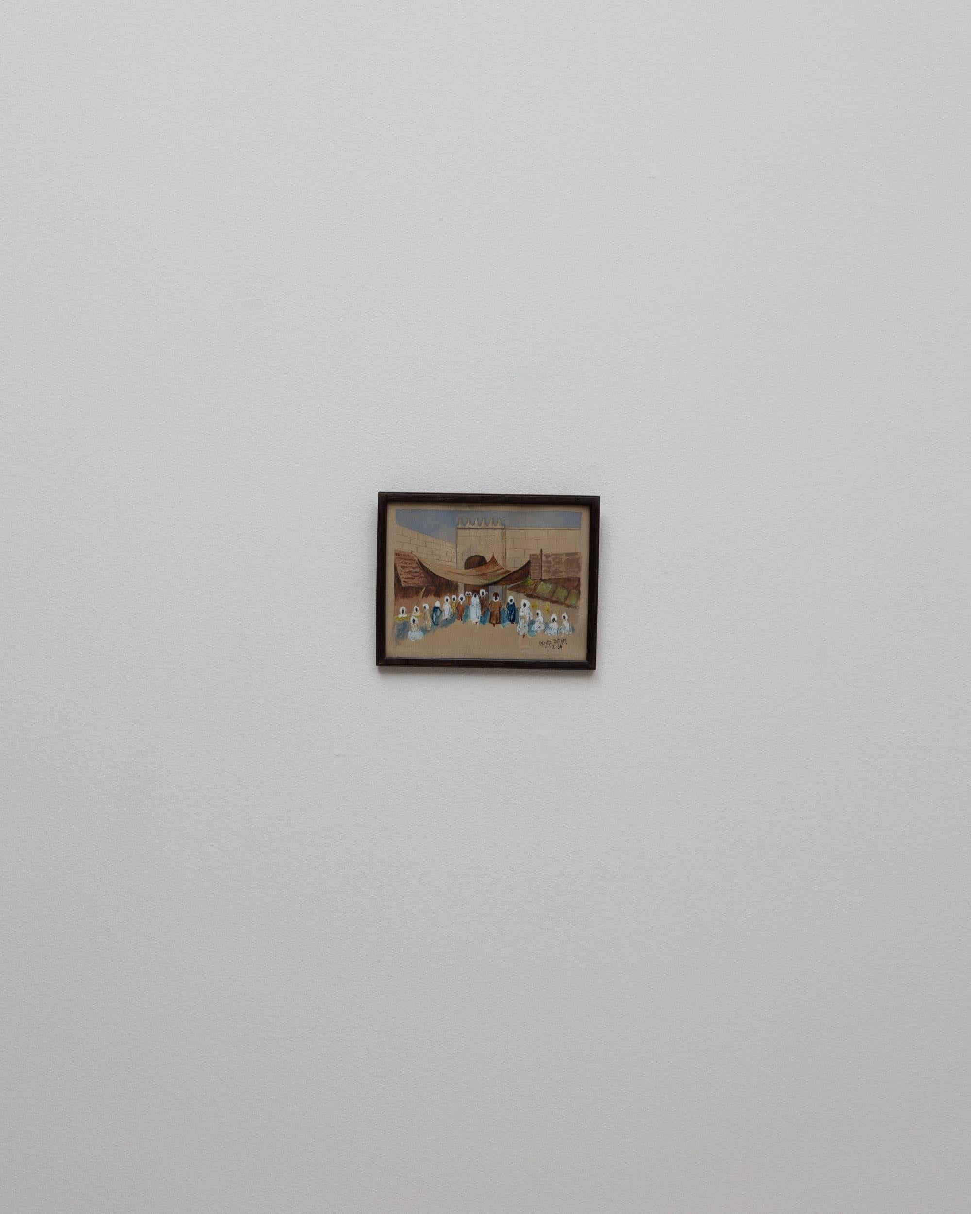 Bois Tableau de village français du 20e siècle avec cadre en bois en vente