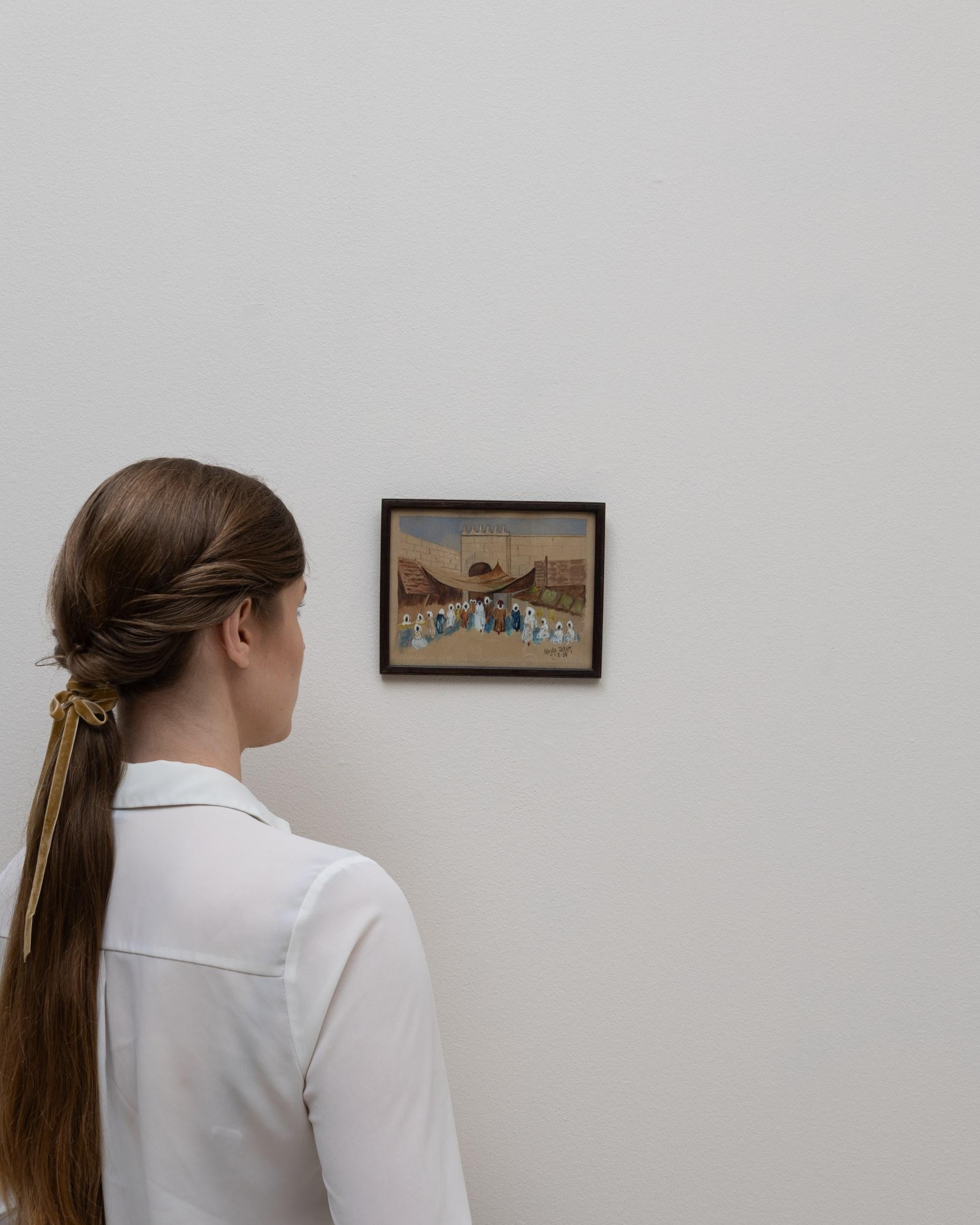 Tableau de village français du 20e siècle avec cadre en bois en vente 1