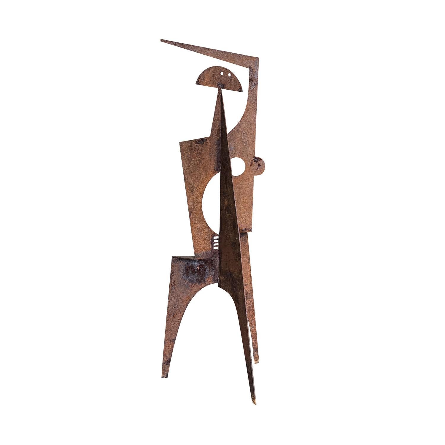 20th Century French Vintage Abstract Brutalist Raw Metal Sculpture For Sale 1