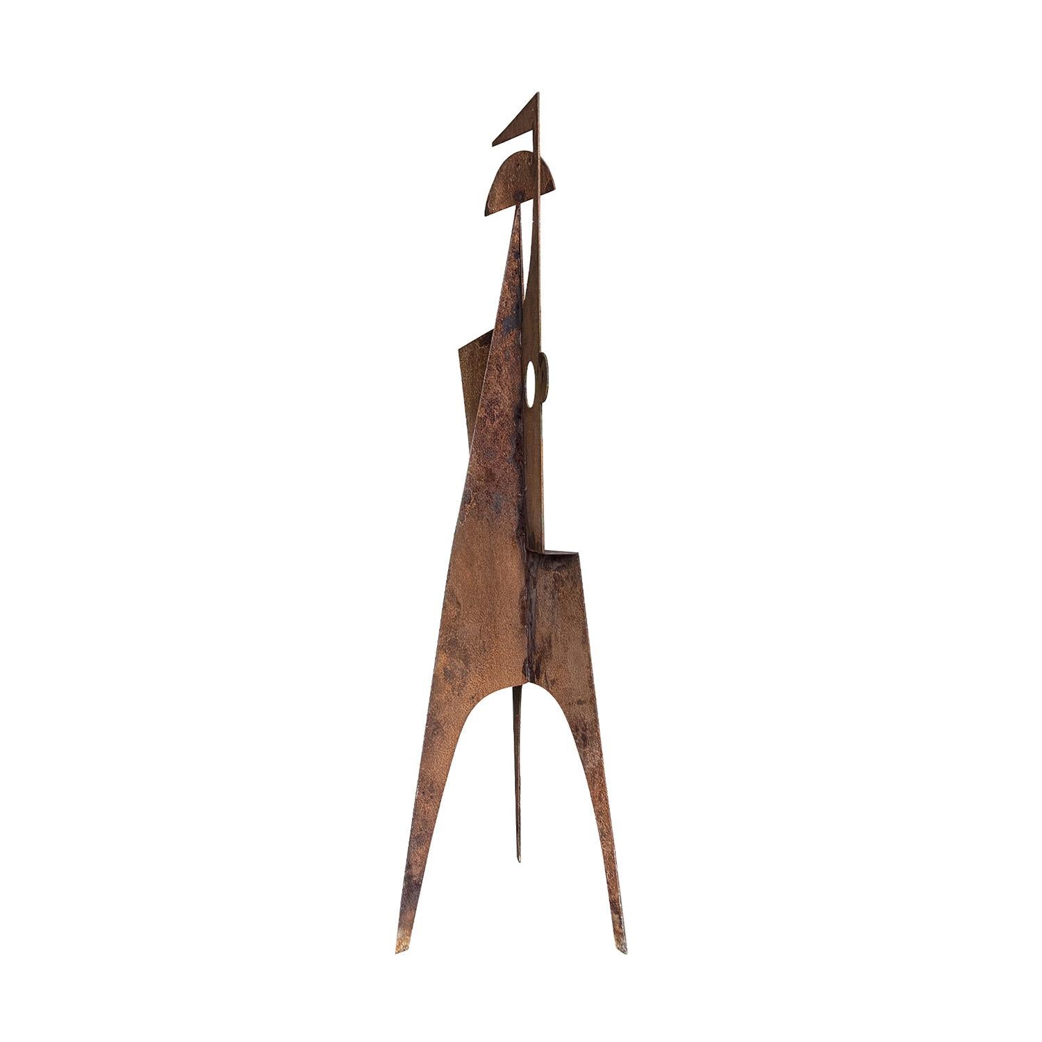 20th Century French Vintage Abstract Brutalist Raw Metal Sculpture For Sale 3
