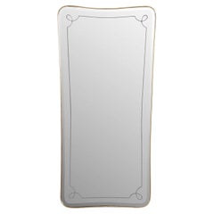 20th Century French Vintage Art Deco Asymmetrical Brass Wall Glass Mirror
