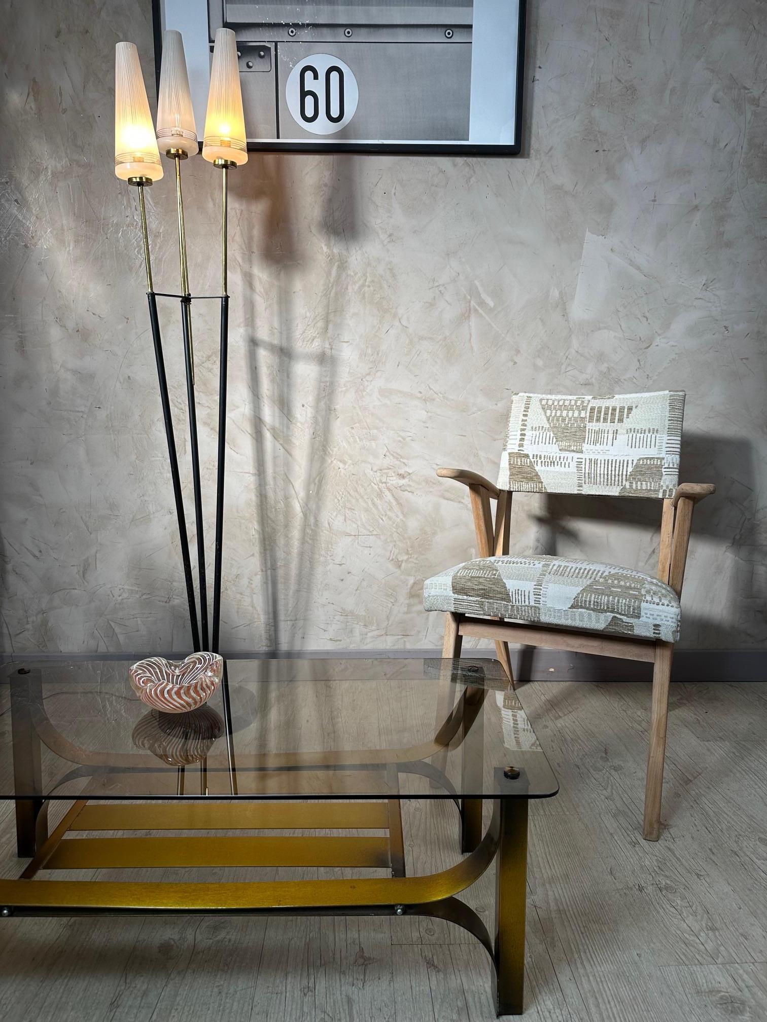 20ème siècle Français Lampadaire Vintage en laiton et métal, 1960S en vente 10