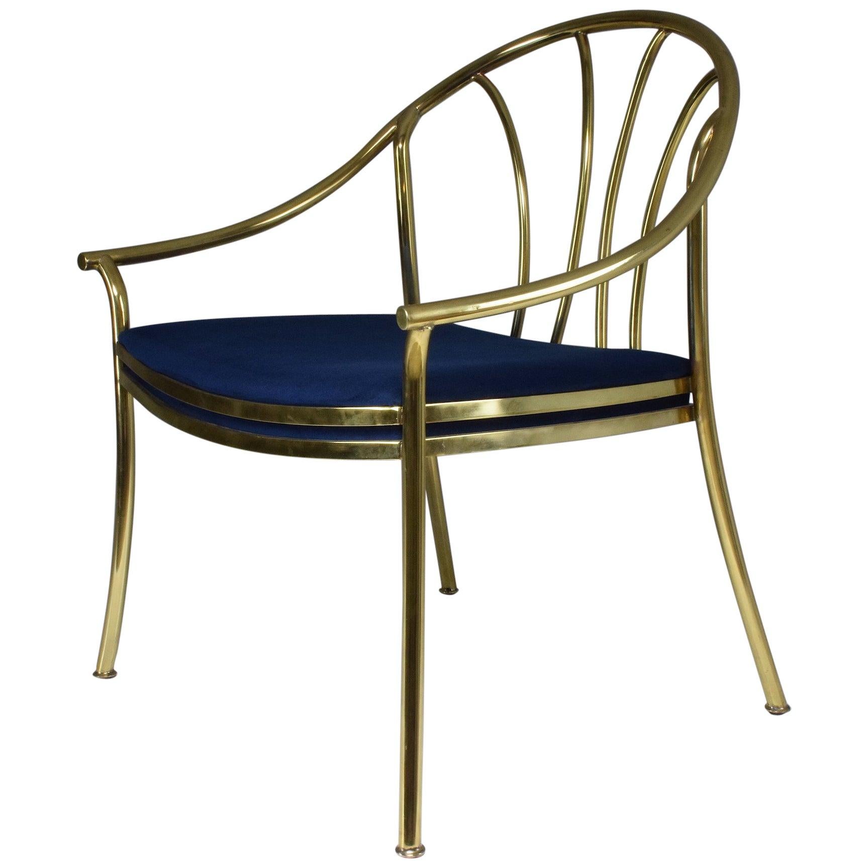 Fauteuil italien vintage du 20ème siècle en laiton, 1970-1980