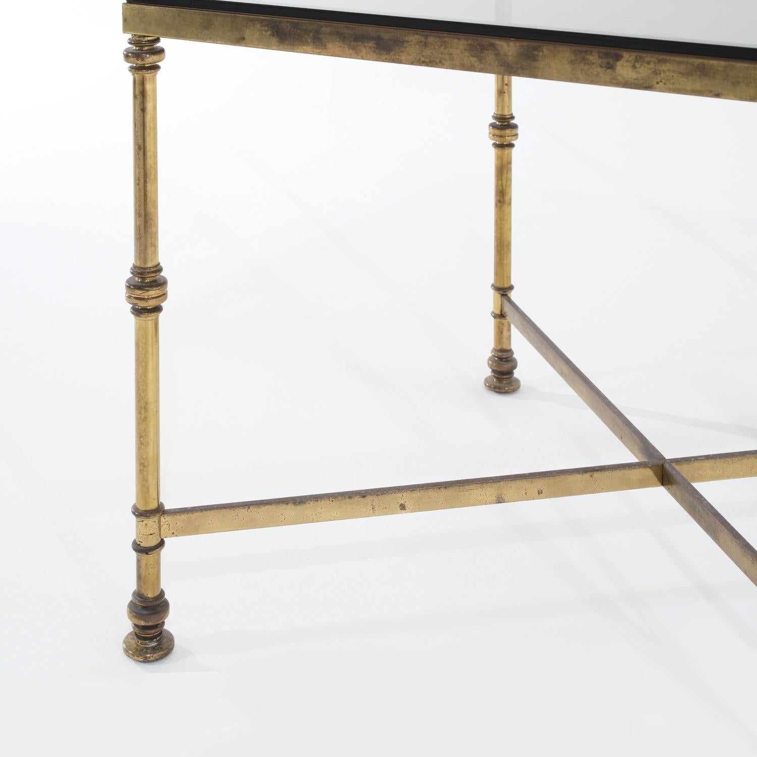Metal 20th Century French Vintage Brass Side, Sofa Table in the Style of Maison Jansen For Sale