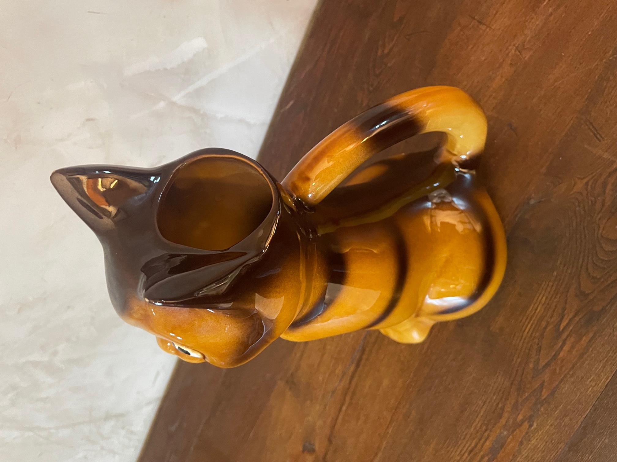 20th Century French Vintage Ceramic Cat Pitcher, 1960s For Sale 2