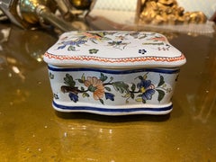 20th Century French Vintage Hand-Painted Ceramic Trinket Box