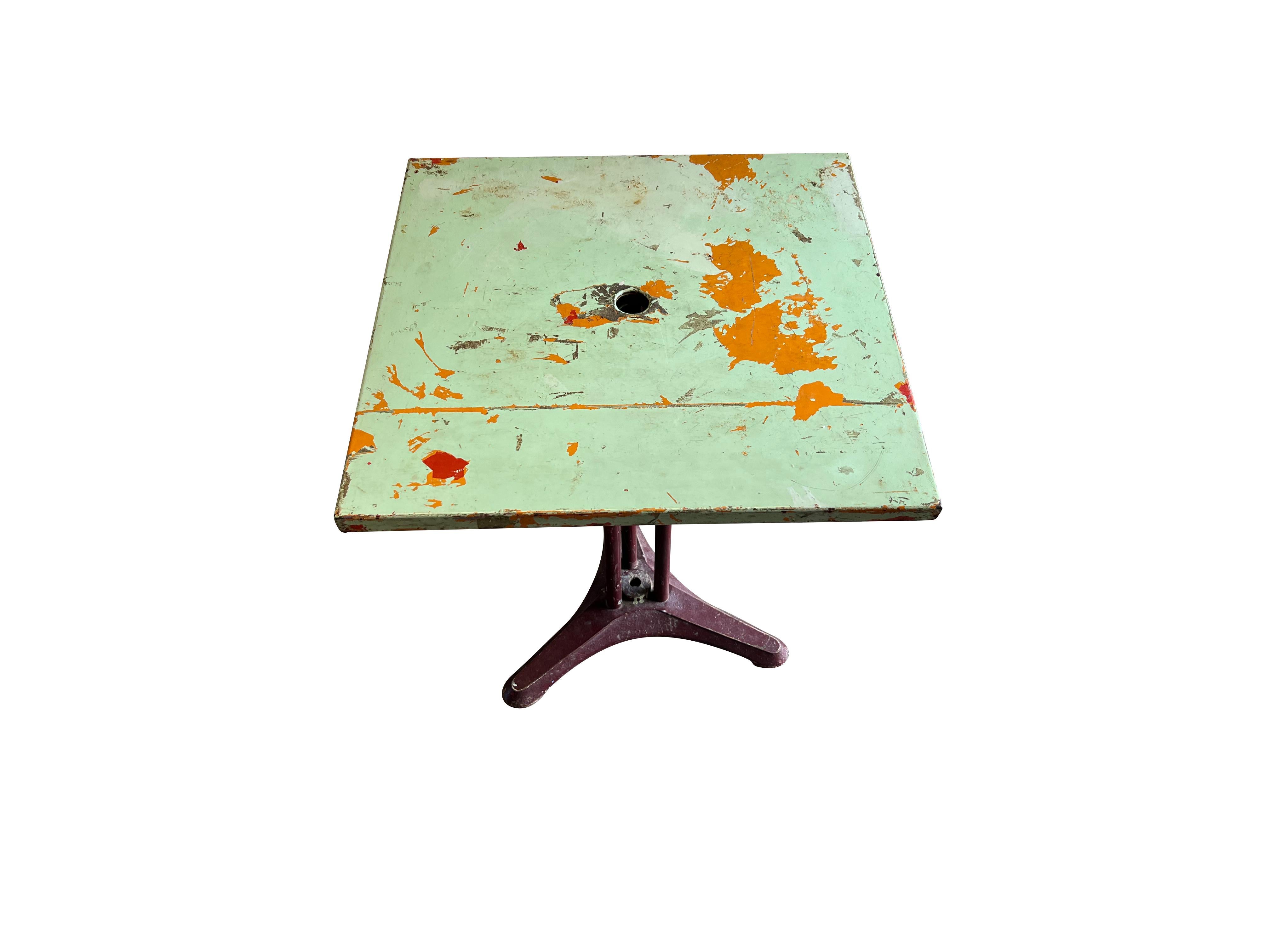 Italian 20th Century French Vintage Metal Bar Table - Parisian Bistro Table Vert For Sale