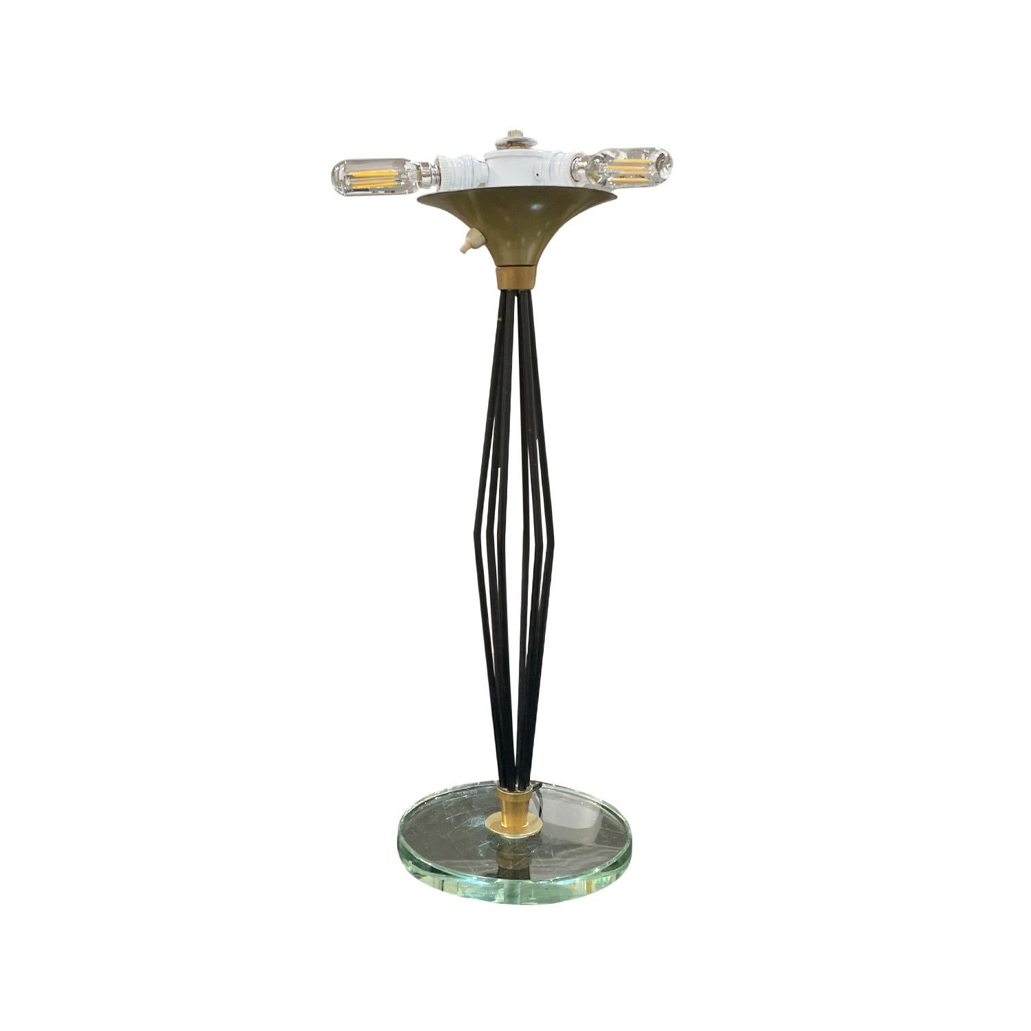 Metal 20th Century French Vintage Murano Glass Table Lamp by Max Ingrand & Fontana Art For Sale