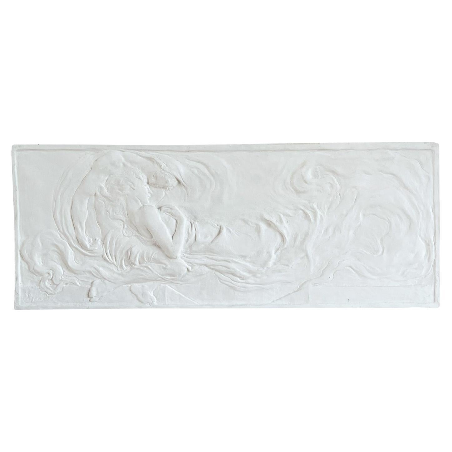 Rilievo in gesso da parete mitologico francese del XX secolo