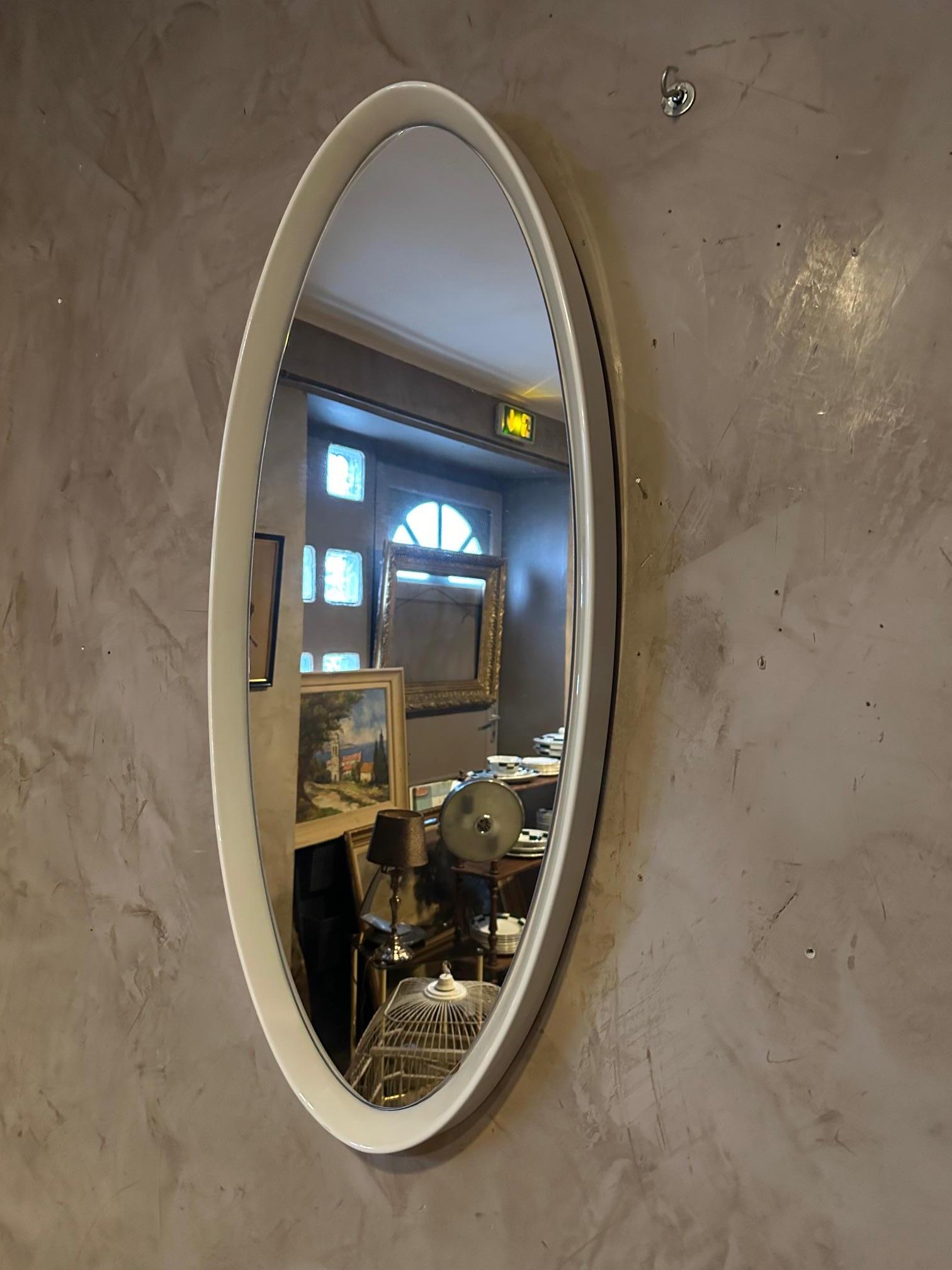 20th century French Vintage Oval Mirror, 1970s In Good Condition For Sale In LEGNY, FR