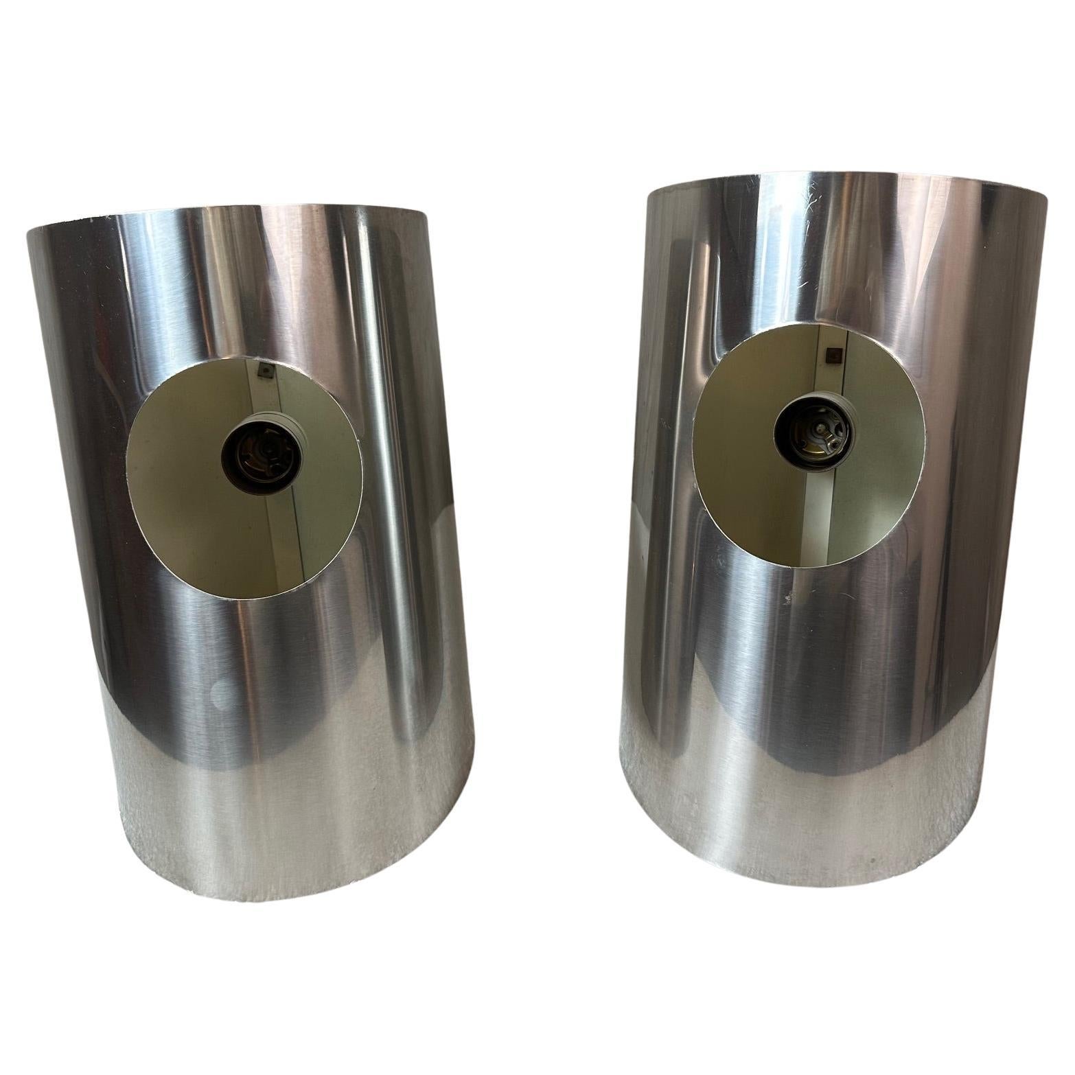 20th century French Vintage Pair of Chromed Metal Wall Light, 1970s For Sale