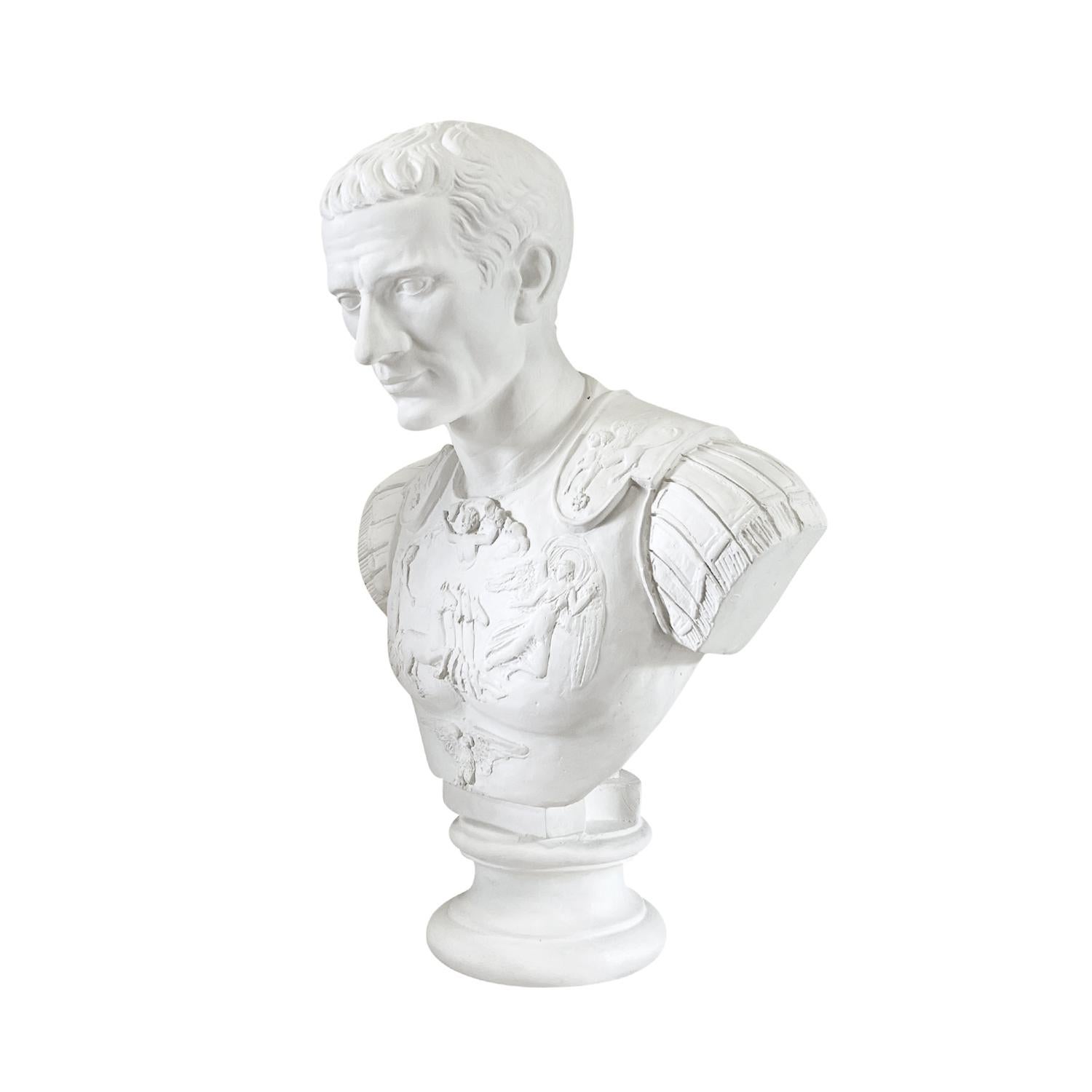 Fatto a mano Busto in gesso di Giulio Cesare d'epoca francese del XX secolo in vendita