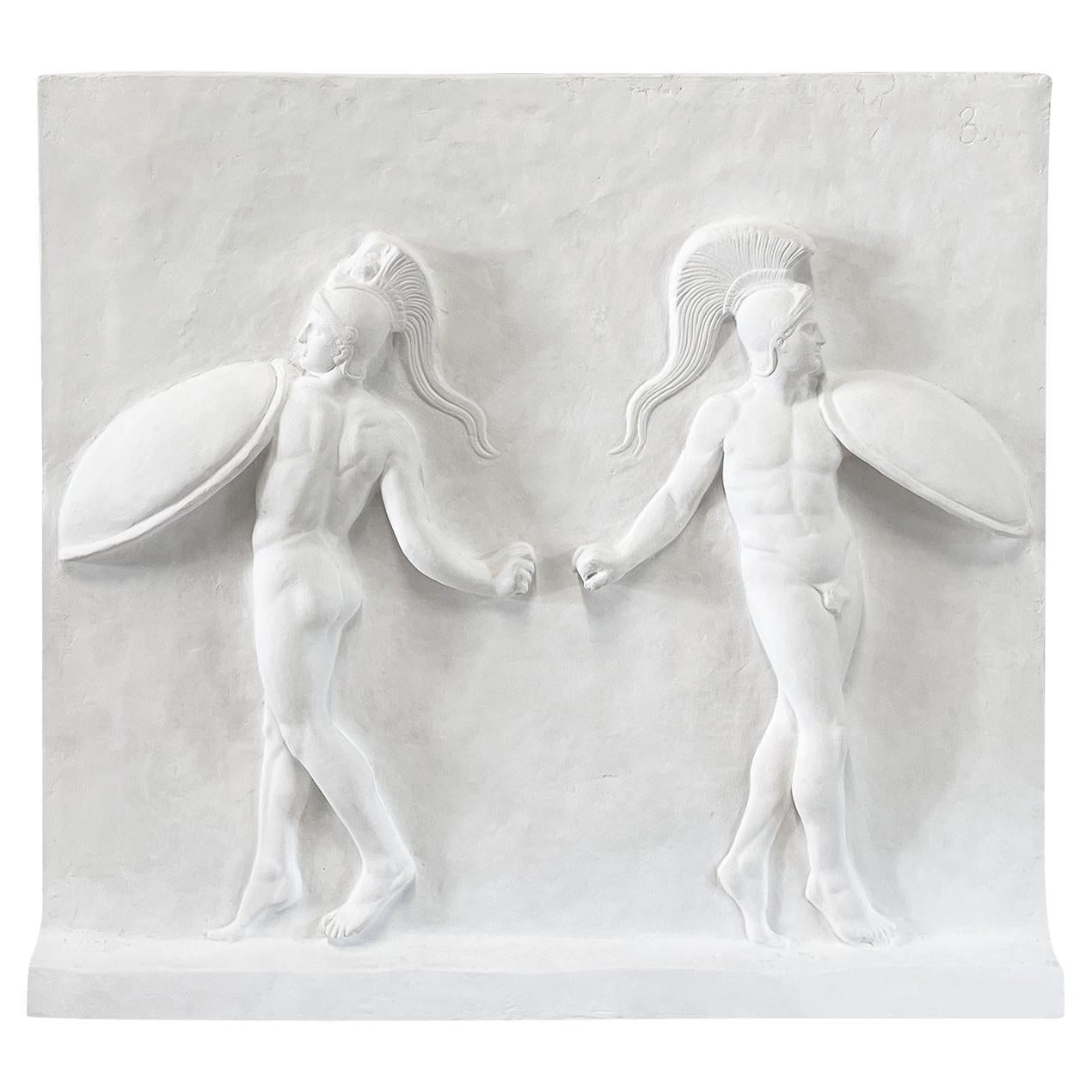 20th Century French Vintage Plaster Fragment of Dancing Warriors