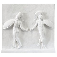 20th Century French Vintage Plaster Fragment of Dancing Warriors