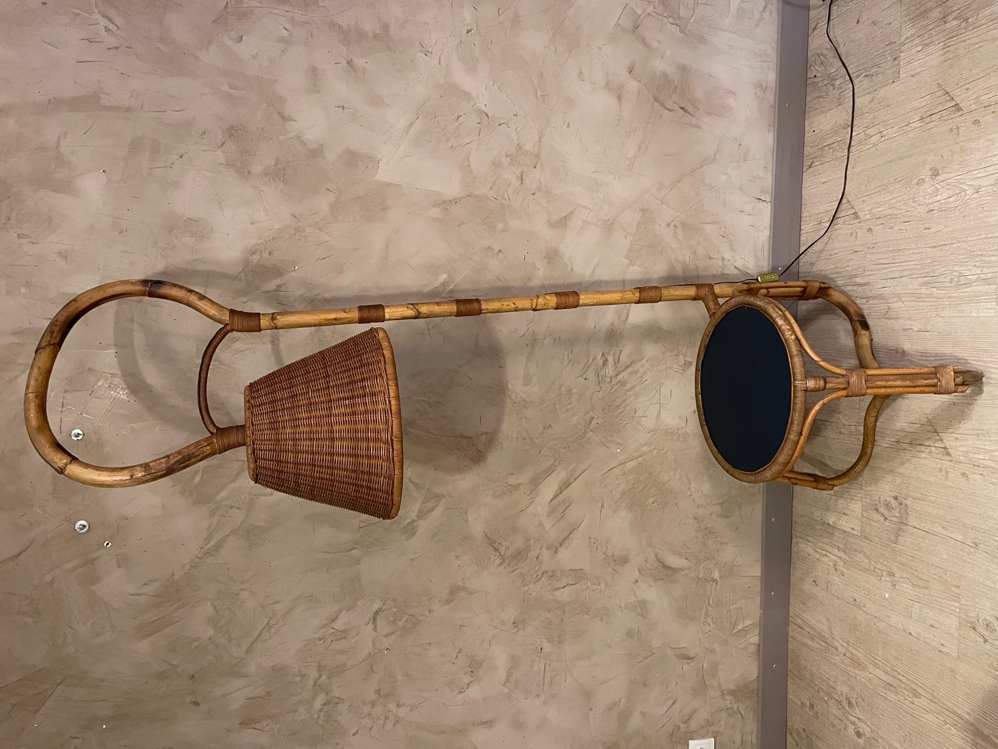 20th century French Vintage Rattan Floor lamp with a Table, 1960s at ...